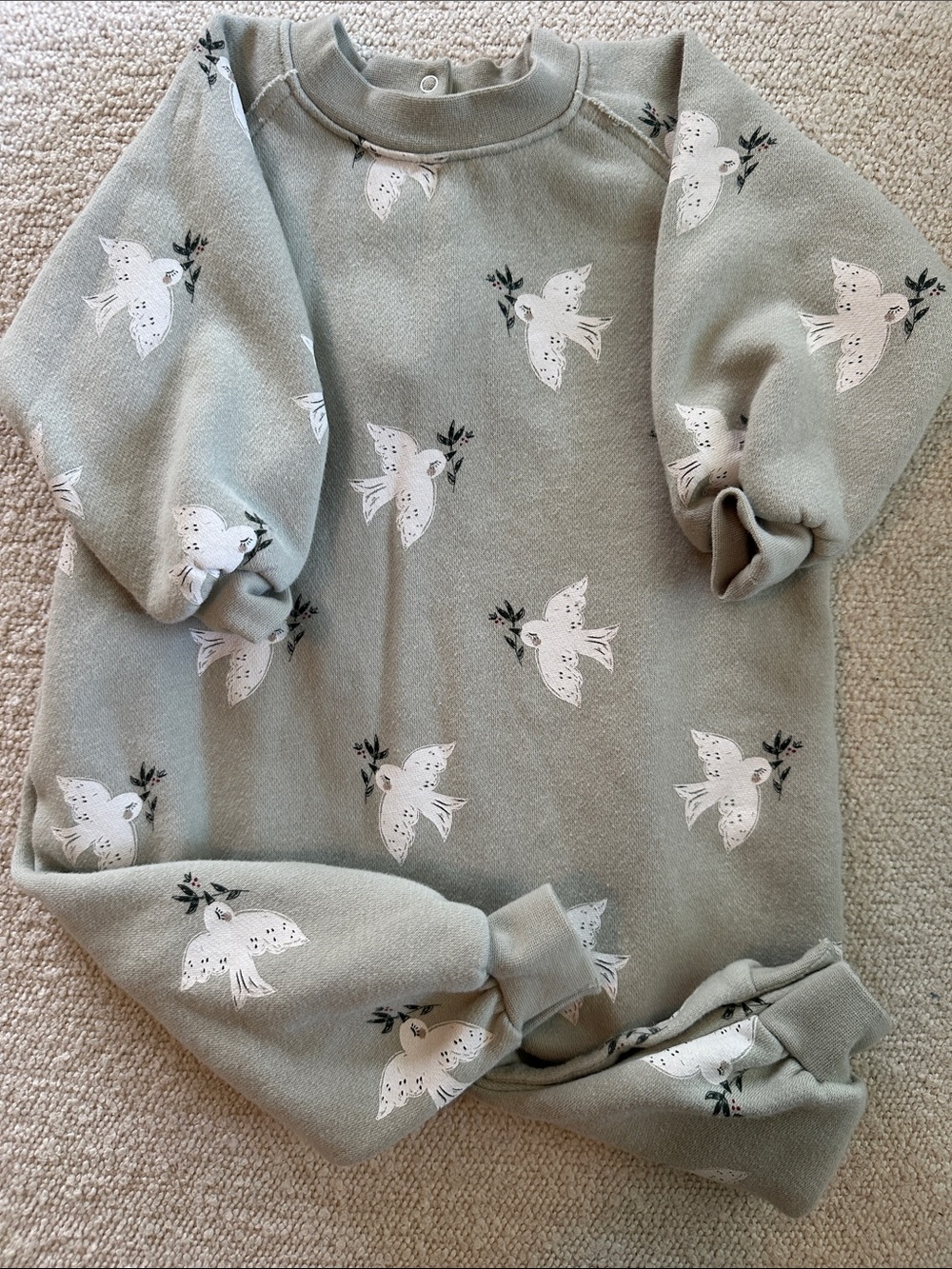 Rylee + Cru Sage Green Dove Print Romper